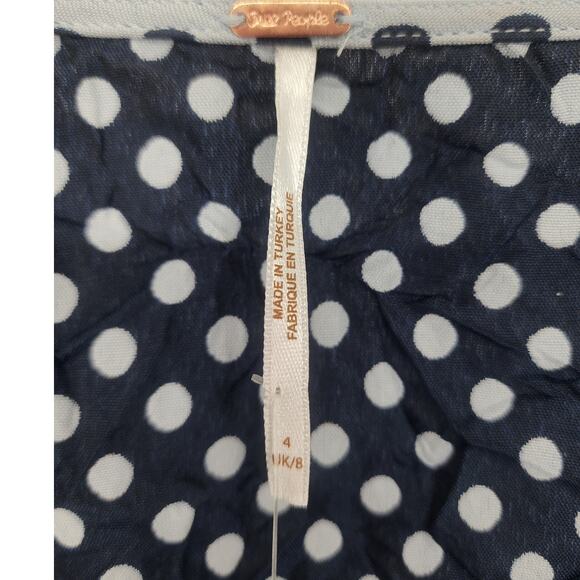 Free People Polka-Dot Puff-Sleeve Crop Top Women’s Medium NWT - Picture 4 of 10